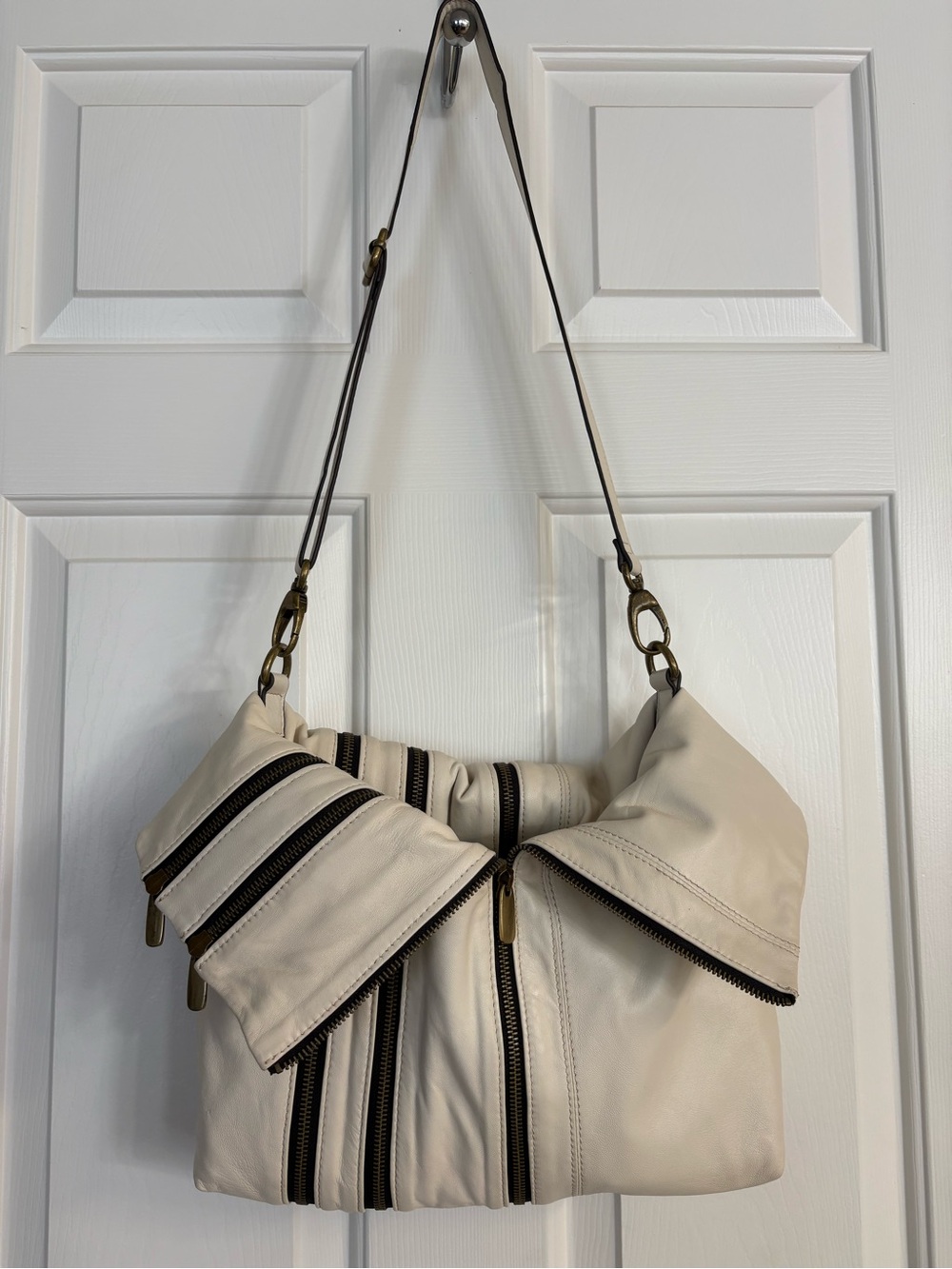Hype Leather Multi Zippers Foldover Shoulder Bag W/Wallet